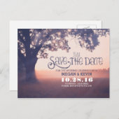 String lampjes boom betoverd opslaan van de datum aankondigingskaart (Voorkant / Achterkant)