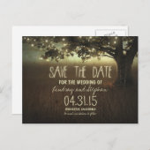 String lampjes boom romantisch opslaan van de datu aankondigingskaart (Voorkant / Achterkant)