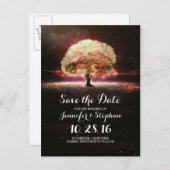 String lampjes boom romantisch opslaan van de datu aankondigingskaart (Voorkant / Achterkant)