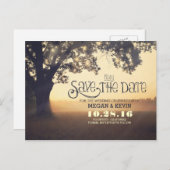 String lampjes boom romantisch opslaan van de datu aankondigingskaart (Voorkant / Achterkant)