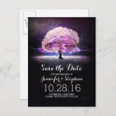 String lampjes boom romantisch opslaan van de datu aankondigingskaart (Voorkant / Achterkant)