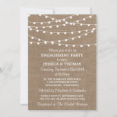 String lampjes op Rustic Burlap Engagement Party Kaart (Voorkant)