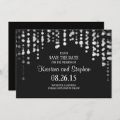 string lampjes zwart BESPAAR DE DATUM kaarten (Voorkant / Achterkant)