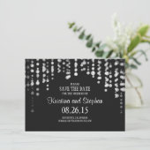 string lampjes zwart BESPAAR DE DATUM kaarten (Staand voorkant)