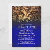 String licht blauw en goud repetitie diner kaart (Voorkant)