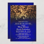 String licht blauw en goud repetitie diner kaart (Voorkant / Achterkant)