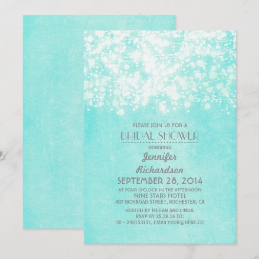 String licht blauw vrijgezellenfeest kaart (Voorkant / Achterkant)