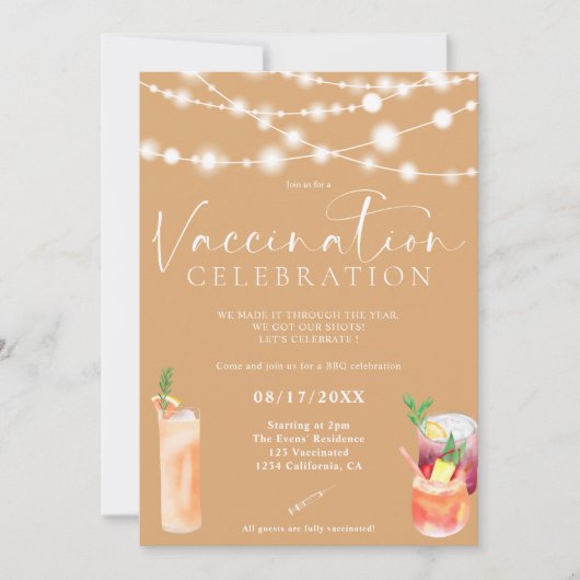 String licht cocktails Vaccinatie viering Kaart (Voorkant)