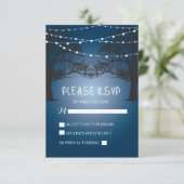 String licht en boom moderne RSVP trouwkaart (Staand voorkant)