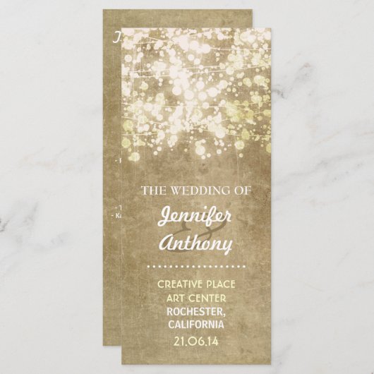  String Licht Glinsterende Trouwprogramma's Programmakaart (Voorkant / Achterkant)