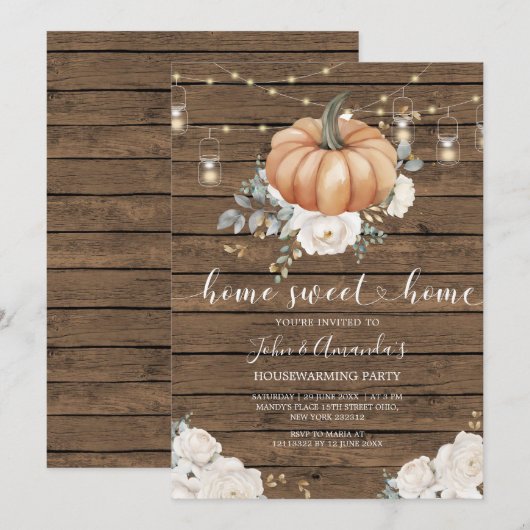 String Licht Hout Sweet Home Housewarming Party Kaart (Voorkant / Achterkant)