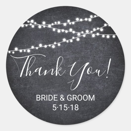 String licht op krijtbord gunstiklabel ronde sticker (Voorkant)