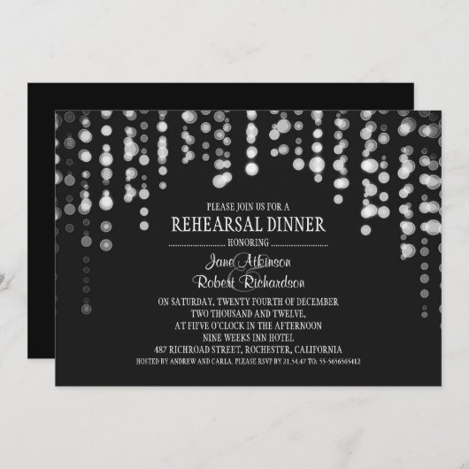 String licht zwart-wit REPETITIE DINER Kaart (Voorkant / Achterkant)