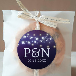 String Lichte avond bruiloft monogrammen Ronde Sticker