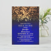 String Lichten Blauw en Goud vrijgezellenfeest Kaart (Staand voorkant)