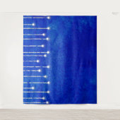 String Lichten Blauw Kerstfoto Booth Achtergrond Wandkleed (Voorkant)