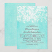 String Lichten Blauwe bruiloft Kaart (Voorkant / Achterkant)