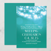 String lichten blauwgroen blauw elegante bruiloft kaart (Voorkant / Achterkant)