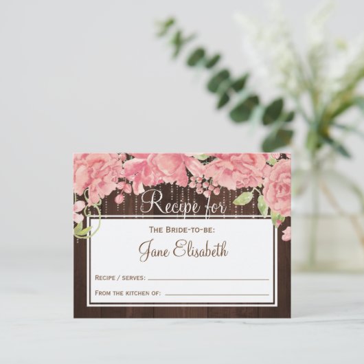 String lichten blozen bloemenbruid om recept kaart (Staand voorkant)