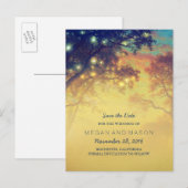 String Lichten Bomen Rustiek Save The Date Aankondigingskaart (Voorkant / Achterkant)