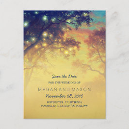 String Lichten Bomen Rustiek Save The Date Aankondigingskaart