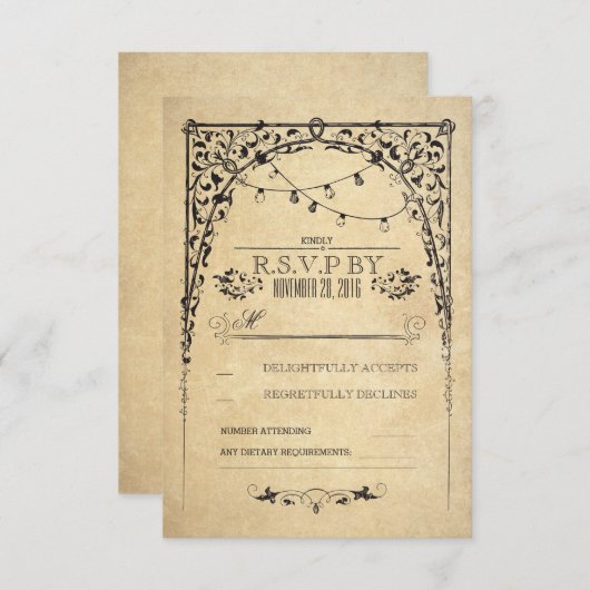  string lichten bruiloft RSVP kaart (Voorkant / Achterkant)