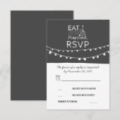 String lichten eten drink en zijn getrouwd RSVP ka Kaartje (Voorkant / Achterkant)