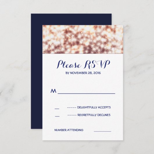 String lichten glitz bruiloft RSVP kaarten (Voorkant / Achterkant)