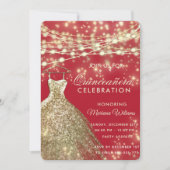 String lichten goud rood glitter jurk kaart (Voorkant)