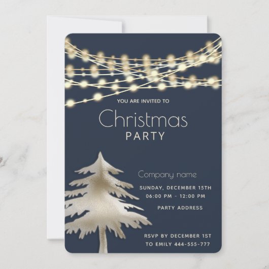 string lichten gouden corporate kerstfeest kaart (Voorkant)