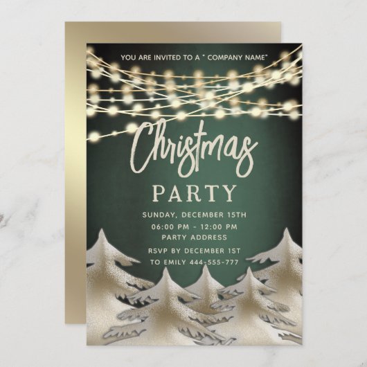 string lichten gouden corporate kerstfeest kaart (Voorkant / Achterkant)