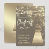 string lichten gouden corporate kerstfeest kaart (Voorkant / Achterkant)