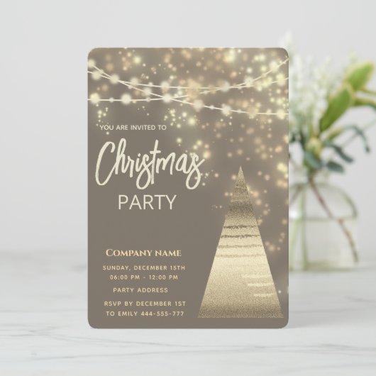 string lichten gouden corporate kerstfeest kaart (Staand voorkant)