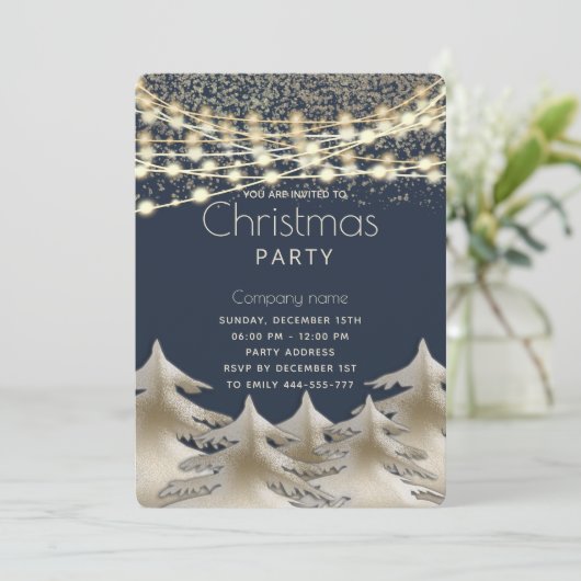 string lichten gouden corporate kerstfeest kaart (Staand voorkant)