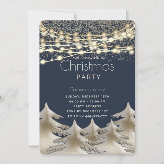 string lichten gouden corporate kerstfeest kaart (Voorkant)