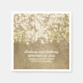 String lichten  gouden glitter papier servetten