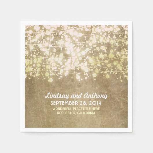 String lichten gouden glitter papier servetten (Voorkant)