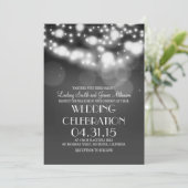 String lichten grijs elegante bruiloft uitnodiging (Staand voorkant)