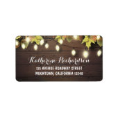 String lichten & herfst bladeren rustieke adreseti etiket (Voorkant)