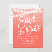 String lichten koraal glitter helder op te slaan d aankondigingskaart (Voorkant / Achterkant)