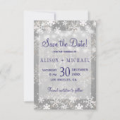 String lichten kristal sneeuwvlokken opslaan datum save the date (Voorkant)