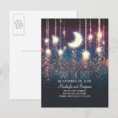 String Lichten Maan Sterren Romantisch Save The Da Aankondigingskaart (Voorkant / Achterkant)