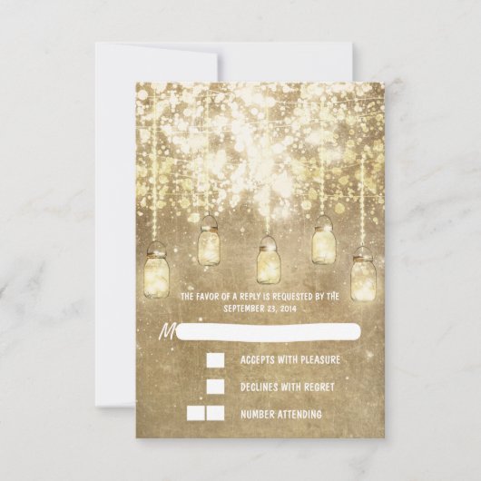 String lichten metselaar potten bruiloft RSVP kaar Kaartje (Voorkant)