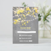 String lichten moderne rustieke bruiloft RSVP kaar (Staand voorkant)