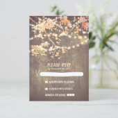 String lichten moderne rustieke bruiloft RSVP kaar Kaartje (Staand voorkant)