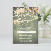 String lichten moderne rustieke bruiloft RSVP kaar Kaartje (Staand voorkant)