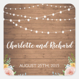 String lichten op hout rustieke bruiloft stickers