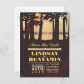 String lichten palmen strand opslaan van de datum  aankondigingskaart (Voorkant / Achterkant)