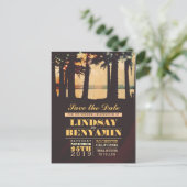 String lichten palmen strand opslaan van de datum  aankondigingskaart (Staand voorkant)