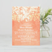 String Lichten Perzik en Goud Rustiek Huwelijk Kaart (Staand voorkant)